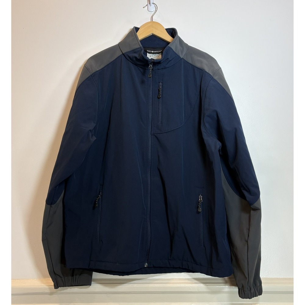 Black Diamond Mens XL Softshell Jacket Navy Blue Grey Full Zip Hiking Outdoor